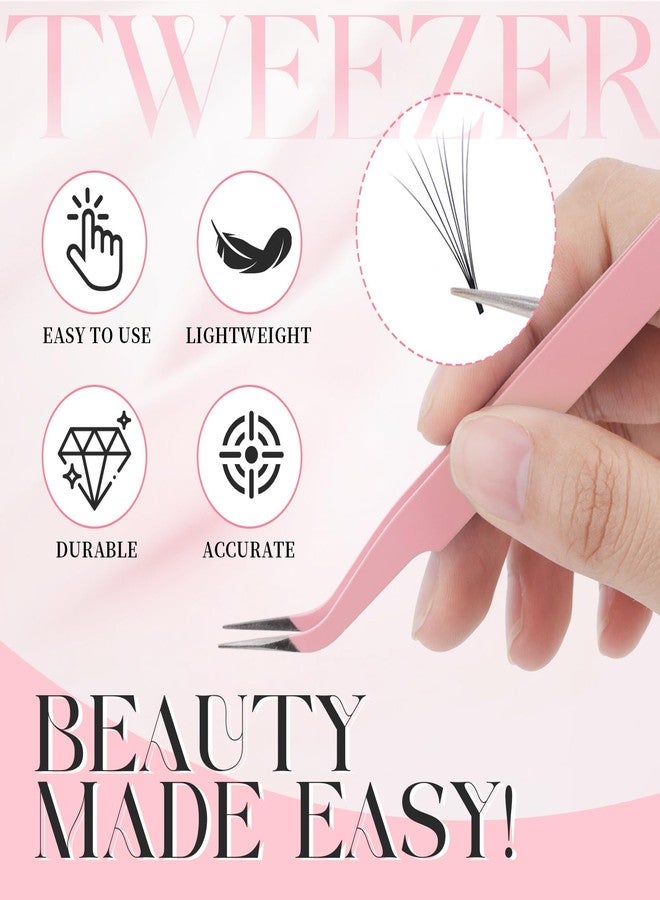 FADVAN Lash Cluster Tweezers, Stainless Steel Curved Tip Tweezer, 0.6mm Point tweezers for DIY Lashes, Nail Art, Sticker, Jewelry-Making - Image 2
